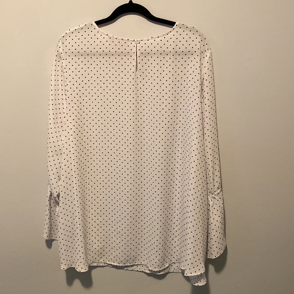 White long sleeve Blouse with Black Polka Dots - Picture 2 of 5